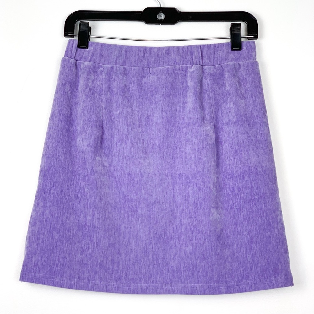 Cider velour miniskirt in lavender light purple stretch skirt fits size small